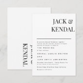 Moderne Elegante Zwarte En Witte Gepersonaliseerde RSVP Kaartje (Voorkant / Achterkant)