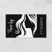 Moderne elegante zwarte en witte haarstylist visitekaartje (Voorkant)