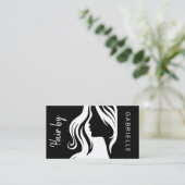 Moderne elegante zwarte en witte haarstylist visitekaartje (Staand voorkant)