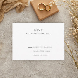 Moderne Elegante Zwarte en Witte Huwelijk RSVP Kaartje