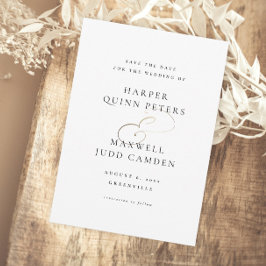 Moderne Elegante Zwarte en Witte Huwelijk Save The Date