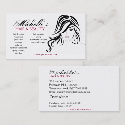 Moderne Elegante Zwarte en Witte Meisjesachtige Ha Visitekaartje (Voorkant / Achterkant)