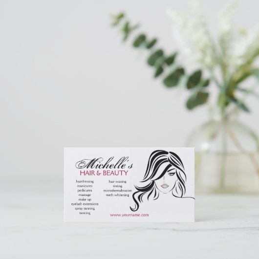 Moderne Elegante Zwarte en Witte Meisjesachtige Ha Visitekaartje (Staand voorkant)