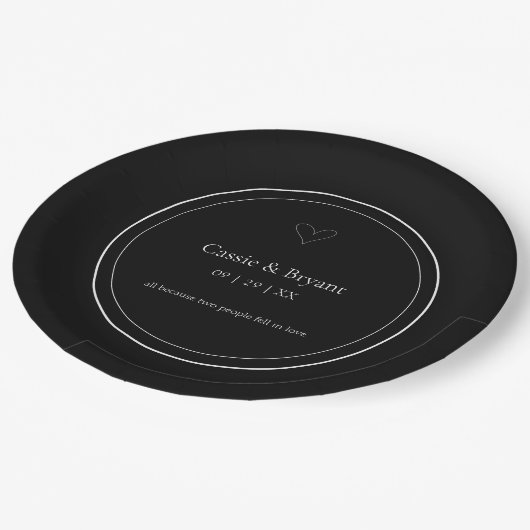 Moderne Elegante Zwarte en Witte Minimalistische T Papieren Bordje (Gekanteld)