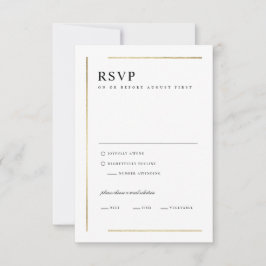 Moderne Elegante Zwarte en Witte Minimalistische T RSVP Kaartje