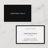 Moderne elegante zwarte en witte professionele vle visitekaartje (Voorkant / Achterkant)