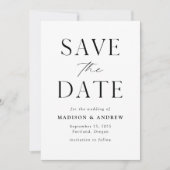 Moderne Elegante Zwarte en Witte QR-code Save The Date (Voorkant)