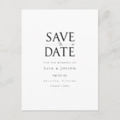 Moderne Elegante Zwarte en Witte Save the Date Briefkaart (Voorkant)