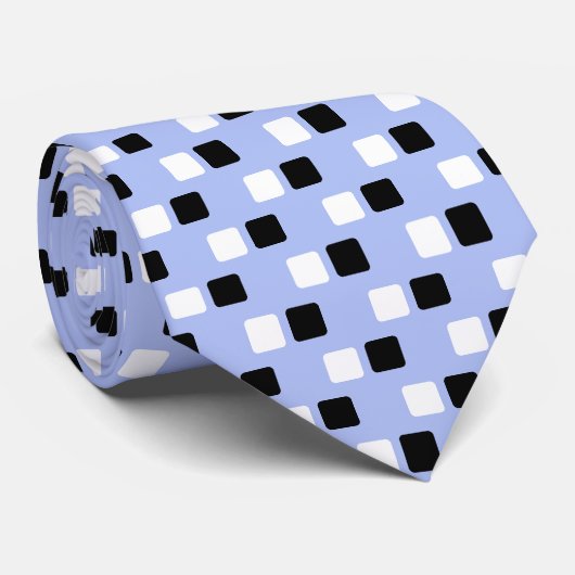 Moderne Elegante Zwarte en Witte Vierkanten op Lic Stropdas (Opgerold)