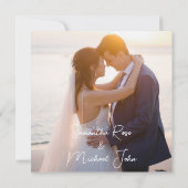 Moderne elegante zwarte foto bruiloft dank u kaart (Achterkant)