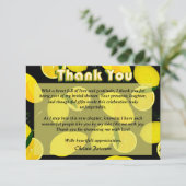 Moderne Elegante Zwarte & Gele Citroen Bruidsdouch Bedankkaart (Staand voorkant)