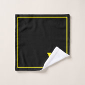 Moderne Elegante Zwarte Gele Monogram Script  Bad Handdoek (Wasdoekje)