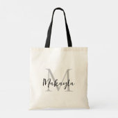 Moderne Elegante Zwarte Gepersonaliseerde Monogram Tote Bag (Achterkant)