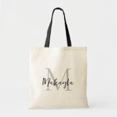 Moderne Elegante Zwarte Gepersonaliseerde Monogram Tote Bag (Voorkant)