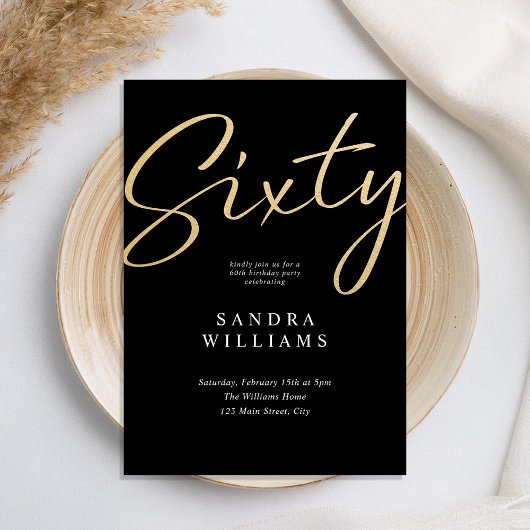 Moderne Elegante Zwarte Gouden 60e Verjaardag Kaart