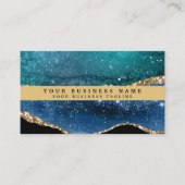 Moderne Elegante Zwarte Gouden Agaat Visitekaartje (Voorkant)