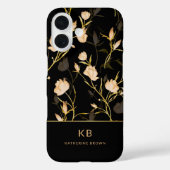 Moderne Elegante Zwarte Gouden Bloemmotief Case-Mate iPhone Case (Achterkant)