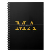 Moderne Elegante Zwarte Gouden Monogram Naam Notitieboek (Voorkant)