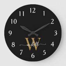 Moderne Elegante Zwarte Gouden Monogram Naam Scrip