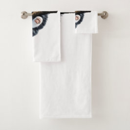 Moderne Elegante Zwarte Gouden Monogram Script Naa Bad Handdoek