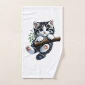 Moderne Elegante Zwarte Gouden Monogram Script Naa Bad Handdoek (Handdoek)
