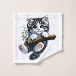 Moderne Elegante Zwarte Gouden Monogram Script Naa Bad Handdoek