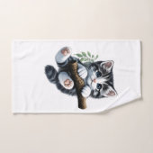 Moderne Elegante Zwarte Gouden Monogram Script Naa Bad Handdoek (Handdoek)