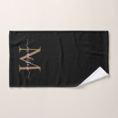 Moderne Elegante Zwarte Gouden Monogram Script Naa Bad Handdoek (Handdoek)