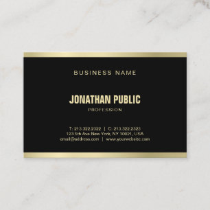Moderne, elegante zwarte goudkleurige luxe platte  visitekaartje