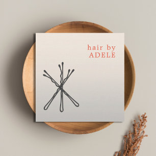 Moderne Elegante Zwarte Haar Pins Hair Stylist Vierkante Visitekaartje