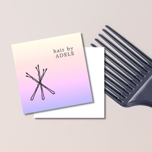 Moderne, elegante, zwarte haarspellen vierkante visitekaartje