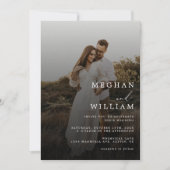 Moderne Elegante Zwarte Huwelijksfoto QR Code Kaart (Voorkant)