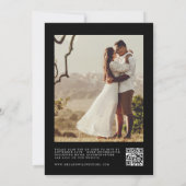 Moderne Elegante Zwarte Huwelijksfoto QR Code Kaart (Achterkant)