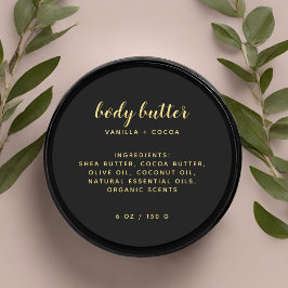 Moderne elegante zwarte ingrediëntenlijst ronde sticker