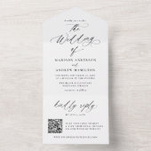 Moderne elegante zwarte kalligrafie bruiloft all in one uitnodiging (Binnen)