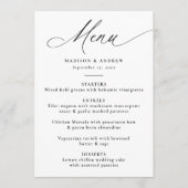 Moderne elegante zwarte kalligrafie bruiloft menu (Voorkant)