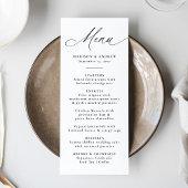 Moderne elegante zwarte kalligrafie bruiloft menu