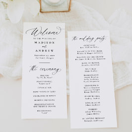 Moderne elegante zwarte kalligrafie bruiloft programmakaart