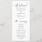 Moderne elegante zwarte kalligrafie bruiloft programmakaart (Voorkant)