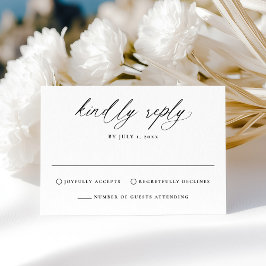 Moderne elegante zwarte kalligrafie bruiloft RSVP kaartje