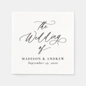 Moderne elegante zwarte kalligrafie bruiloft servet (Voorkant)