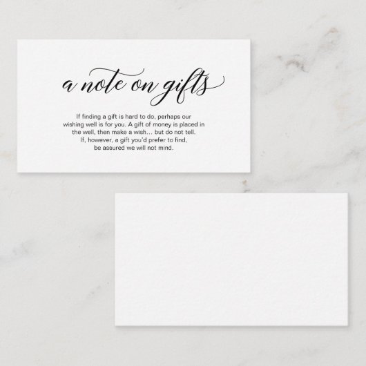 Moderne elegante zwarte kalligrafie, Een notitie o Informatiekaartje (Voorkant / Achterkant)