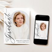 Moderne Elegante Zwarte Kalligrafie Foto Afstudere Kaart