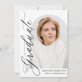 Moderne Elegante Zwarte Kalligrafie Foto Afstudere Kaart (Voorkant)
