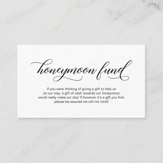 Moderne elegante zwarte kalligrafie, huwelijksreis informatiekaartje (Voorkant)