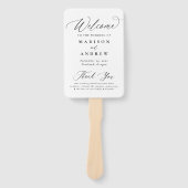 Moderne Elegante Zwarte Kalligrafie Trouwprogramma Handwaaier (Voorkant)