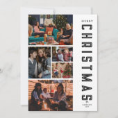 Moderne Elegante Zwarte Kerstkaart met Vijf Foto's (Voorkant)