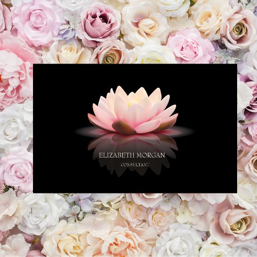 Moderne Elegante Zwarte Lotus Visitekaartje