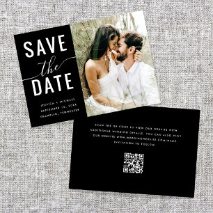 Moderne Elegante Zwarte Minimalistische QR-code Fo Save The Date