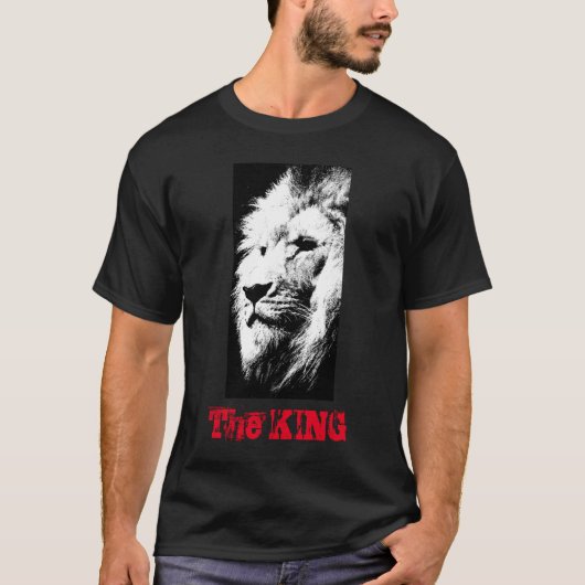 moderne elegante zwarte Pop Art Lion T-shirt (Voorkant)